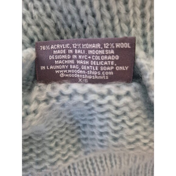 Wooden Ships Wool Mohair Sweater Oversized Semi-Cropped Sweater Blue Sz XS-S - Picture 5 of 5